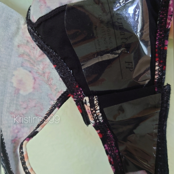 Free People Center Stage Open Back Printed Bodysuit in Black Purple Cream Floral - Picture 8 of 8